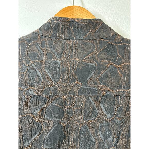 VTG Y2K Cache Luxe 2 Pc Low Rise Flare Pants (2) Zip Jacket Set (XS) Brown Black - Picture 9 of 16